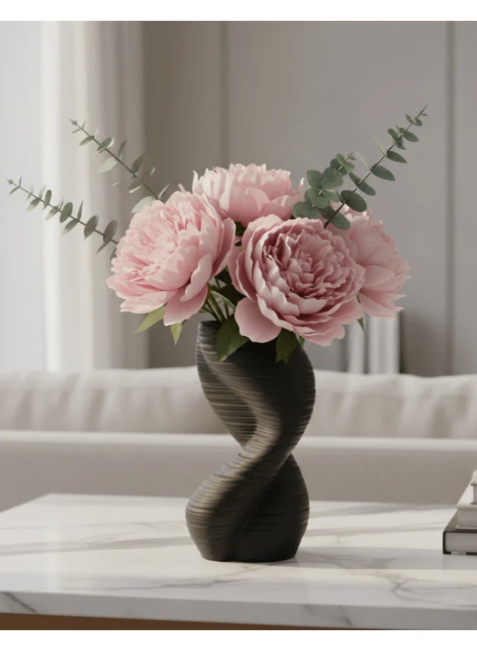 AKDC Contemporary Ceramic Decorative Vase – Bold Black Finish with Unique Sculptural Design, 20 × 10 cm - Image 2
